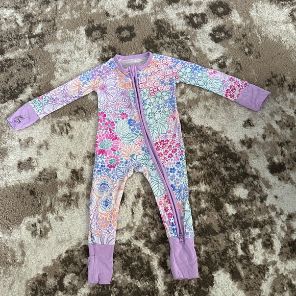 Little Sleepies Lavender Floral Zip Front Footie